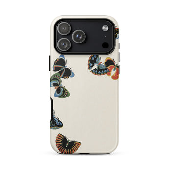 Woodblock Butterflies - Kamisaka Sekka Phone Case Iphone 17 Pro Max / Matte Beige Butterfly-patterned Phone Case Matte Finish Black Camera