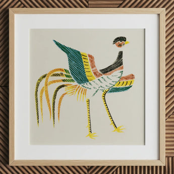 Woodblock Crane - Taguchi Tomoki Art Print / Canvas, 12x12’’ / 31x31cm / Natural Frame / Matboard, Posters Prints & Visual Artwork, Toby