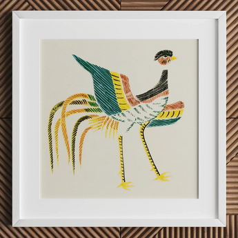 Woodblock Crane - Taguchi Tomoki Art Print / Canvas, 12x12’’ / 31x31cm / White Frame / Matboard, Posters Prints & Visual Artwork, Toby Leon