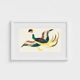 Woodblock Crane - Taguchi Tomoki Bird Art Print / Canvas Framed Artwork Stylized Colorful Illustration Two Birds Intricate, Prints
