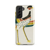 Woodblock Crane - Taguchi Tomoki Bird Phone Case Samsung Galaxy S21 Fe / Gloss Vibrant Illustrated Phone Case Stylized Bird Black Yellow
