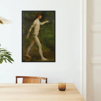 A Woodland Bather - Henry Scott Tuke Art Print / Canvas Framed Painting Nude Figure Foliage Encased Sleek Black, Moves, Prints