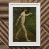 A Woodland Bather - Henry Scott Tuke Art Print / Canvas White Framed Painting Nude Figure Foliage, Moves, Prints