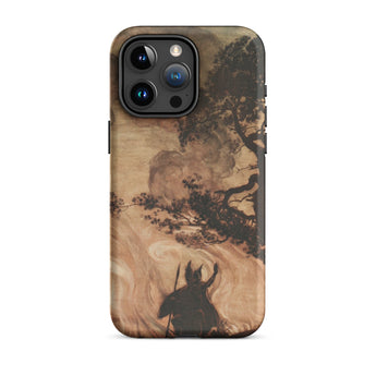 Wotan Looks Back at Brunnhilde - Arthur Rackham Phone Case Iphone 15 Pro Max / Matte Iphone Brown Phone Case Stylized Painting Figure Horns