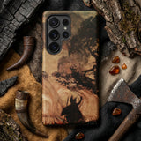 Wotan Looks Back at Brunnhilde - Arthur Rackham Phone Case Rugged Matte-finish Phone Case Detailed Illustration Dark Figure Arthur