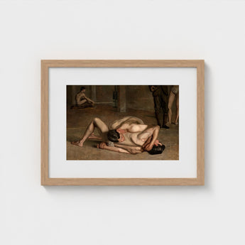 Wrestlers - Thomas Eakins Art Print / Canvas Eakins’s Holds, Oil Catches Two, Nude, Male, Athletes, Exact Moment Mastery, Collapse Trade