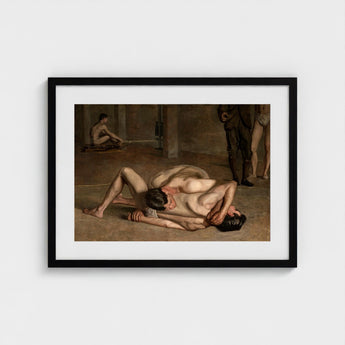 Wrestlers - Thomas Eakins Art Print / Canvas Eakins’s Holds, Oil Catches Two, Nude, Male, Athletes, Exact Moment Mastery, Collapse Trade
