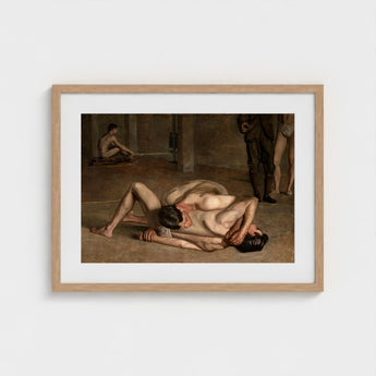 Wrestlers - Thomas Eakins Art Print / Canvas Eakins’s Holds, Oil Catches Two, Nude, Male, Athletes, Exact Moment Mastery, Collapse Trade