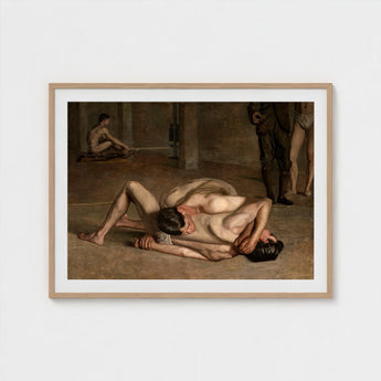 Wrestlers - Thomas Eakins Art Print / Canvas Eakins’s Holds, Oil Catches Two, Nude, Male, Athletes, Exact Moment Mastery, Collapse Trade