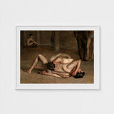 Wrestlers - Thomas Eakins Art Print / Canvas Eakins’s Holds, Oil Catches Two, Nude, Male, Athletes, Exact Moment Mastery, Collapse Trade