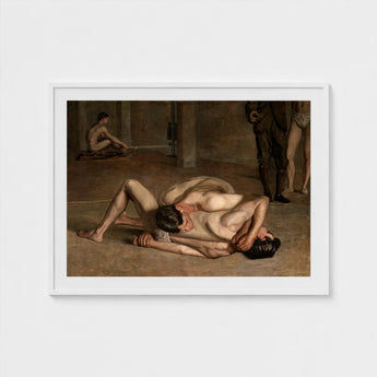 Wrestlers - Thomas Eakins Art Print / Canvas Eakins’s Holds, Oil Catches Two, Nude, Male, Athletes, Exact Moment Mastery, Collapse Trade