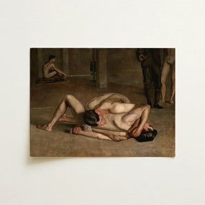 Wrestlers - Thomas Eakins Art Print / Canvas Classical Oil Painting Two Nude Men Match Rendered Eakins’s Holds, Catches, Male, Athletes,