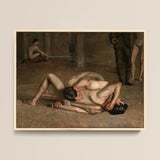 Wrestlers - Thomas Eakins Art Print / Canvas, Eakins’s Wrestlers Holds, Oil Catches Two, Catches Two Nude, Two Nude Male, Nude Male