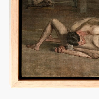 Wrestlers - Thomas Eakins Art Print / Canvas Framed Reproduction Classical Painting Nude Male Figure Earthy Eakins’s Holds, Oil Catches