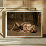 Wrestlers - Thomas Eakins Art Print / Canvas, Eakins’s Wrestlers Holds, Oil Catches Two, Catches Two Nude, Two Nude Male, Nude Male