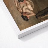 Wrestlers - Thomas Eakins Art Print / Canvas White Framed Classical Painting Two Nude Eakins’s Holds, Oil Catches, Male, Athletes, Exact