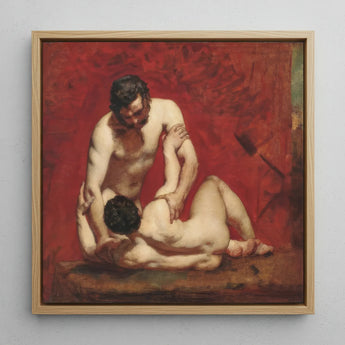Wrestlers - lámina artística de William Etty / Lienzo, 12x12’’ / 31x31cm / Marco natural, pósteres, impresiones y arte visual, Toby Leon