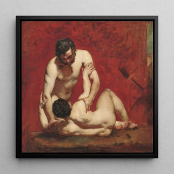 Wrestlers - William Etty Art Print / Canvas Black-framed Reproduction Painting Lovers Francisco Goya Two Male Figures, Fold, Standing Man’s