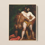 The Wrestlers - William Etty Homoerotic Art Print / Canvas, 12x16’’ / 31x41cm / Natural Frame, Posters Prints & Visual Artwork, Toby Leon