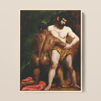 The Wrestlers - William Etty Homoerotic Art Print / Canvas, William Etty, Testosterone-fueled Time Capsule, Body-slams Victorian