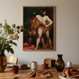 The Wrestlers - William Etty Homoerotic Art Print / Canvas Framed Painting Two Muscular Figures Dramatic Darkly Lit William Etty,