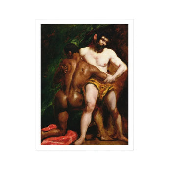 The Wrestlers - William Etty Homoerotic Art Print / Canvas, 12x16’’ / 31x41cm / Unframed / White Border, Posters Prints & Visual Artwork,