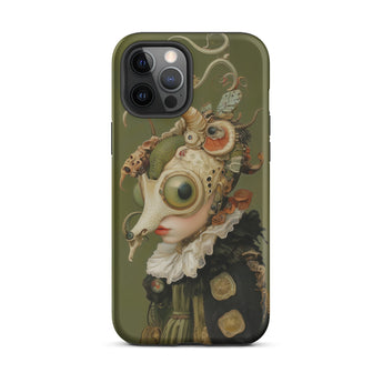 Xennie - Cute Baroque Alien Art Iphone Case 12 Pro Max / Matte Olive Green Phone Case Surreal Art Baroque Excess, Xennie Stands, Cute