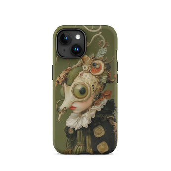 Xennie - Cute Baroque Alien Art Iphone Case 15 / Matte Olive Green Iphone Case Surreal Character Art Baroque Excess, Xennie Stands, Cute
