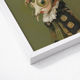 Framed Art Print Whimsical Steampunk-inspired Portrait Figure Oversized Xennie Gazes, Alien Innocence, Eerie Wisdom