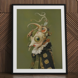 Xennie - Cute Baroque Alien Art Print / Canvas Framed Art Print Surreal Steampunk-inspired Portrait Figure Elaborate Xennie Gazes, Alien