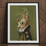 Xennie - Cute Baroque Alien Art Print / Canvas Framed Surreal Steampunk-inspired Portrait Figure Elaborate Gazes, Innocence, Eerie Wisdom