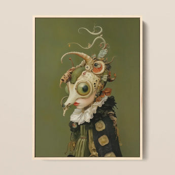 Xennie - Cute Baroque Alien Art Print / Canvas Surreal Portrait Fantastical Creature Ornate Steampunk-inspired Gazes, Innocence, Eerie