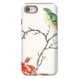 Yellow Bunting Bird - Numata Kashu Phone Case Iphone 8 / Matte Phone Case Watercolor-style Illustration Green Bird Perched Branch Numata