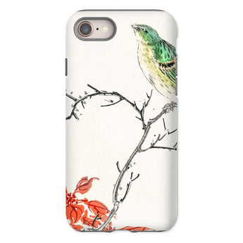 Yellow Bunting Bird - Numata Kashu Phone Case Iphone 8 / Matte Phone Case Watercolor-style Illustration Green Bird Perched Branch Numata