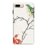Yellow Bunting Bird - Numata Kashu Phone Case Iphone 8 Plus / Matte Phone Case Delicate Watercolor-style Illustration Green Bird Perched