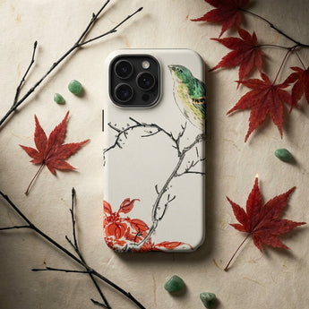 Yellow Bunting Bird - Numata Kashu Phone Case White Phone Case Delicate Illustration Green Yellow Bird Numata Kashu, Bunting Bird,