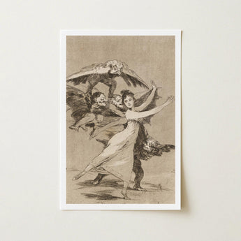 You will not Escape - Francisco De Goya Art Print / Canvas Framed Vintage-style Woman Attire Winged Demonic Figures Arches Backward, Eyes