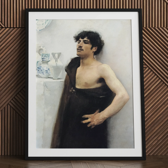 Young Man in Reverie - John Singer Sargent Kunstdruck / Leinwand, 24x32’’ / 61x81cm / Schwarzer Rahmen / Passepartout, Poster Drucke & visuelle Kunstwerke,