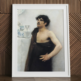 Young Man in Reverie - John Singer Sargent Kunstdruck / Leinwand, 24x32’’ / 61x81cm / Weißer Rahmen / Passepartout, Poster Drucke & visuelle Kunstwerke,