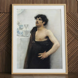 Young Man in Reverie - John Singer Sargent Art Print / Canvas Framed Art Print Man Dark Robes Muted Background John Singer Sargent,