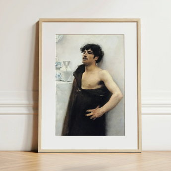 Young Man in Reverie - John Singer Sargent Art Print / Canvas Framed Oil Painting Light Wood Frame White Man John Singer Sargent,