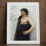 Young Man in Reverie - John Singer Sargent Art Print / Canvas White-framed Art Print Classical-style Portrait Man Dark Drapery John Singer
