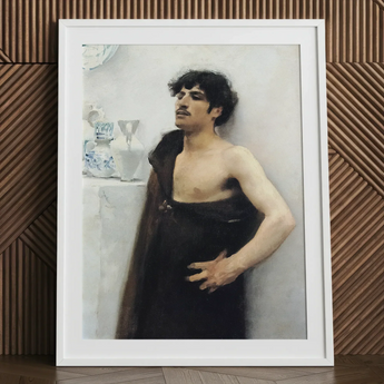 Young Man in Reverie - John Singer Sargent Art Print / Canvas White-framed Art Print Classical-style Portrait Man Dark Drapery John Singer