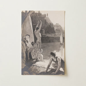 Young Men Bathing Naked in the Tiber - Georges Paul Leroux Art Print / Canvas, Young Men, Young Men Bathing, Men Bathing Naked, Men