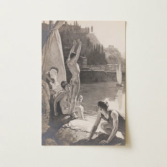 Young Men Bathing Naked in the Tiber - Georges Paul Leroux Art Print / Canvas, 12x18’’ / 31x46cm / Unframed / no Border, Posters Prints &