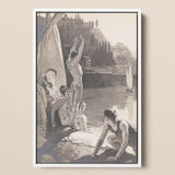 Young Men Bathing Naked in the Tiber - Georges Paul Leroux Art Print / Canvas, 12x18’’ / 31x46cm / White Frame, Posters Prints & Visual