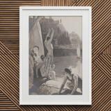 Young Men Bathing Naked in the Tiber - Georges Paul Leroux Art Print / Canvas, 20x30’’ / 51x76cm / White Frame / Matboard, Posters Prints &