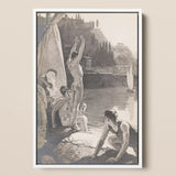 Young Men Bathing Naked in the Tiber - Georges Paul Leroux Art Print / Canvas Prints Framed Black-and-white Artwork Classical Scene Nude