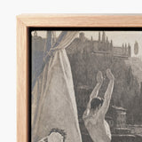 Framed Black-and-white Canvas Print Classical Scene Figures Architecture Young Men, Bathing, Naked, Dark Cypress Pinned, Georges Paul