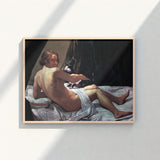 Framed Classical Painting Nude Male Figure Draped Fabric Giovanni Lanfranco Fine, Art Print, Playful Desire